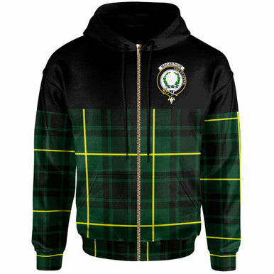 Scottish MacArthur Clan Crest Tartan Hoodie - Horizontal Style Zip-up Tartan Plaid