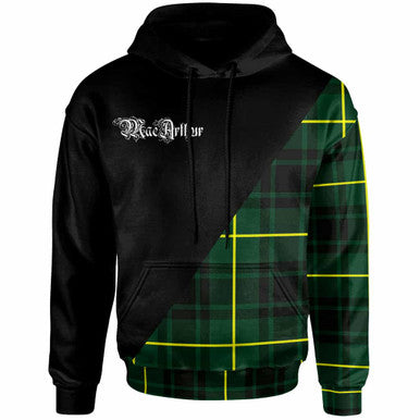 Scottish MacArthur Clan Crest Tartan Hoodie - Military Logo Front Side Tartan Plaid