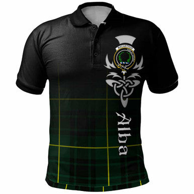 Scottish MacArthur Clan Crest Tartan Polo Shirt - Alba Gu Brath Family Crest Celtic Inspired Front Side Tartan Plaid
