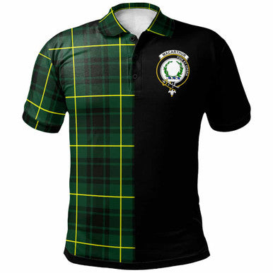 Scottish MacArthur Clan Crest Tartan Polo Shirt - Half in Me Front Side Tartan Plaid