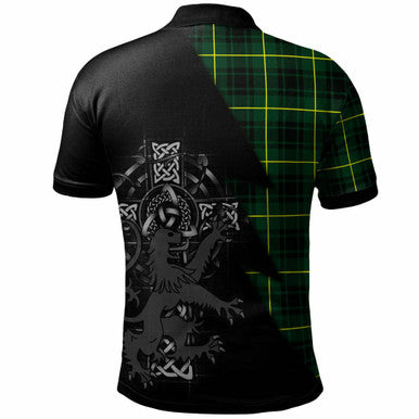 Scottish MacArthur Clan Crest Tartan Polo Shirt - Lion Rampant Celtic Cross Flash Style Back Side Tartan Plaid