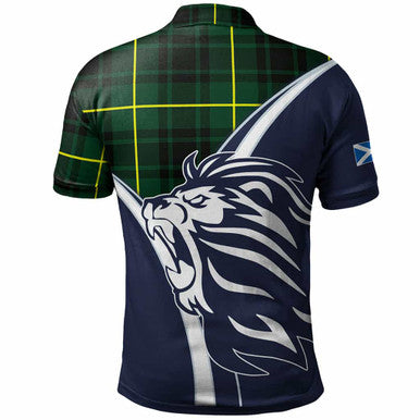 Scottish MacArthur Clan Crest Tartan Polo Shirt - Scottish Flag With Lion Back Side Tartan Plaid