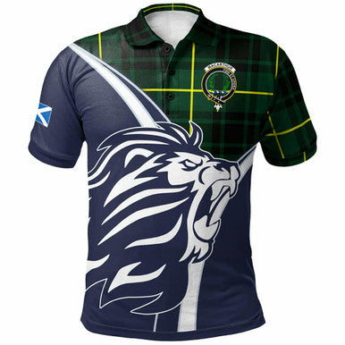 Scottish MacArthur Clan Crest Tartan Polo Shirt - Scottish Flag With Lion Front Side Tartan Plaid