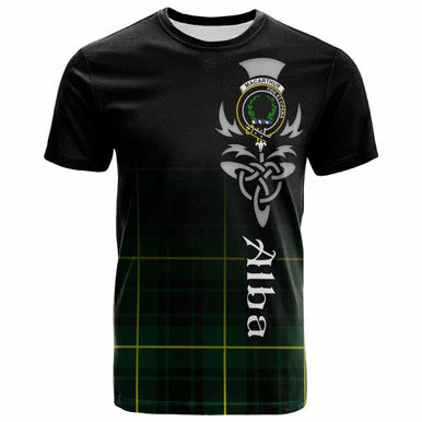 Scottish MacArthur Clan Crest Tartan T-Shirt - Alba Gu Brath Family Crest Celtic Inspired Front Side Tartan Plaid