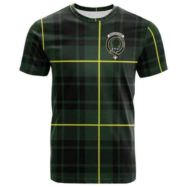 Scottish MacArthur Clan Crest Tartan T-Shirt Front Side Tartan Plaid