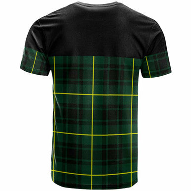 Scottish MacArthur Clan Crest Tartan T-Shirt - Horizontal Style Back Side Tartan Plaid