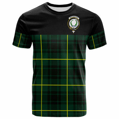Scottish MacArthur Clan Crest Tartan T-Shirt - Horizontal Style Front Side Tartan Plaid
