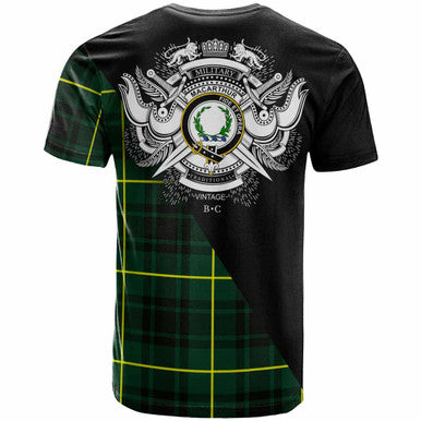 Scottish MacArthur Clan Crest Tartan T-Shirt - Military Logo Back Side Tartan Plaid