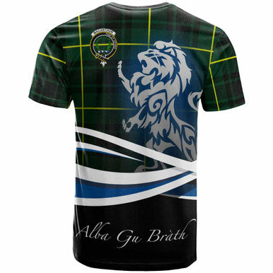 Scottish MacArthur Clan Crest Tartan T-Shirt - Scotland Lion Back Side Tartan Plaid