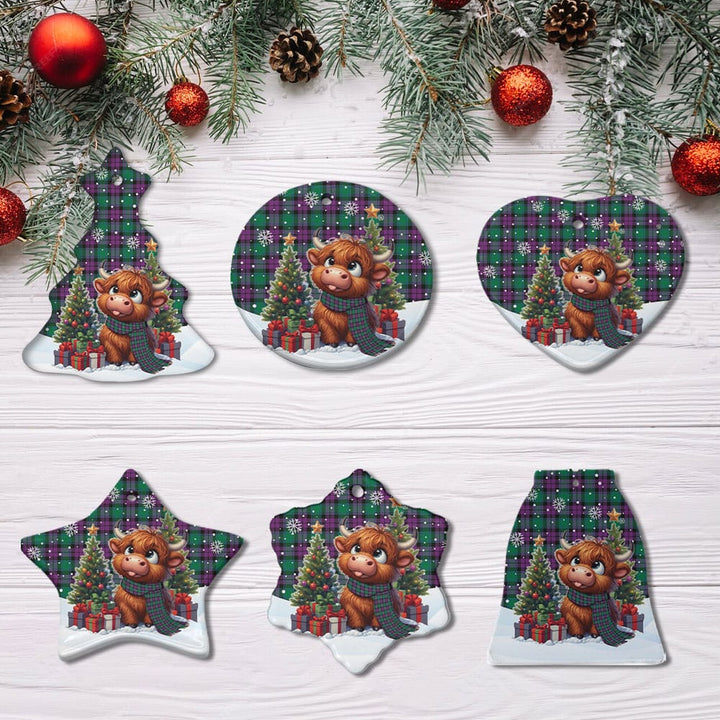 Scottish MacArthur - Milton Clan Tartan Ceramic Ornament Cute Highland Cow Christmas All Style Tartan Plaid