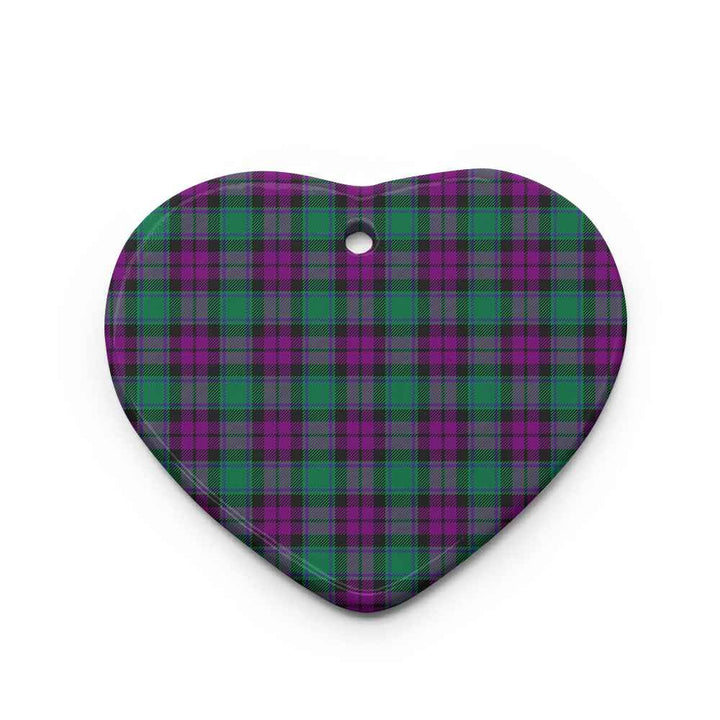 Scottish MacArthur Ancient Clan Tartan Ceramic Ornament Heart Shape Tartan Plaid