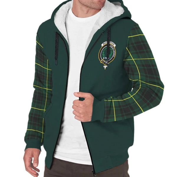 Scottish MacArthur Modern Clan Crest Tartan Plaid Sleeve Sherpa Hoodie