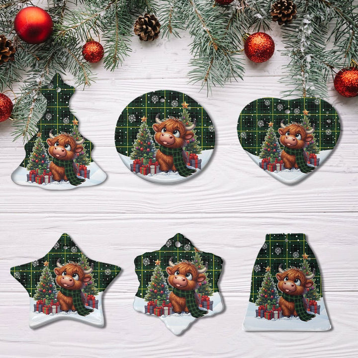 Scottish MacArthur Modern Clan Tartan Ceramic Ornament Cute Highland Cow Christmas All Style Tartan Plaid