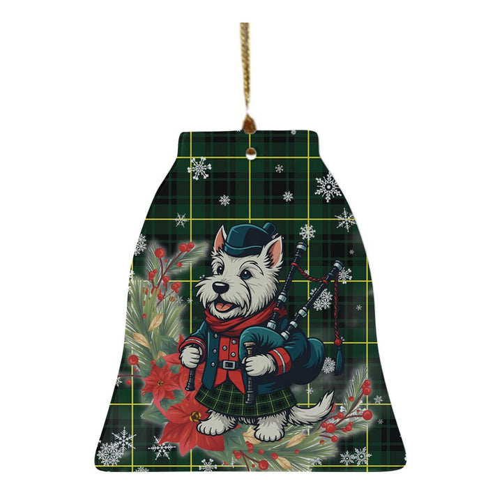 Scottish MacArthur Modern Clan Tartan Ceramic Ornament Cute Scottish Terrier Dog Bell Style Tartan Plaid