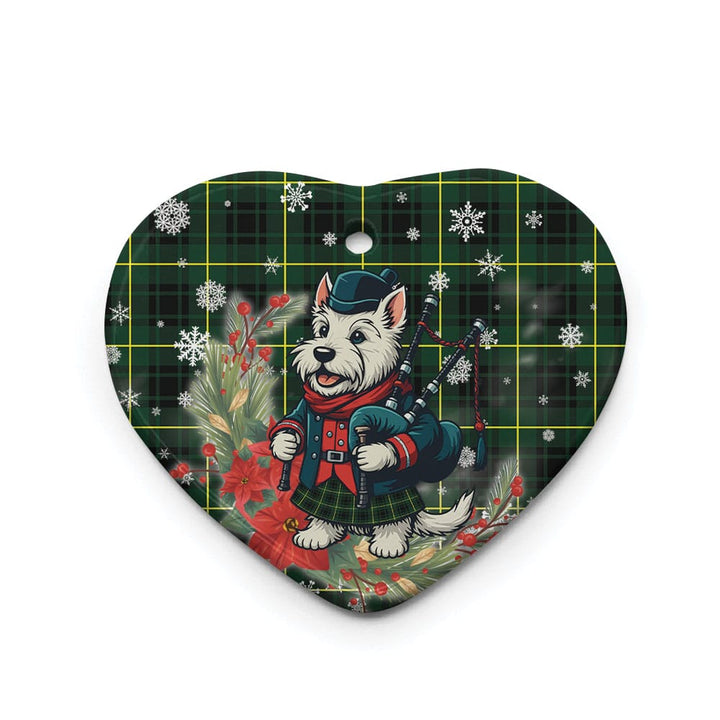 Scottish MacArthur Modern Clan Tartan Ceramic Ornament Cute Scottish Terrier Dog Heart Style Tartan Plaid