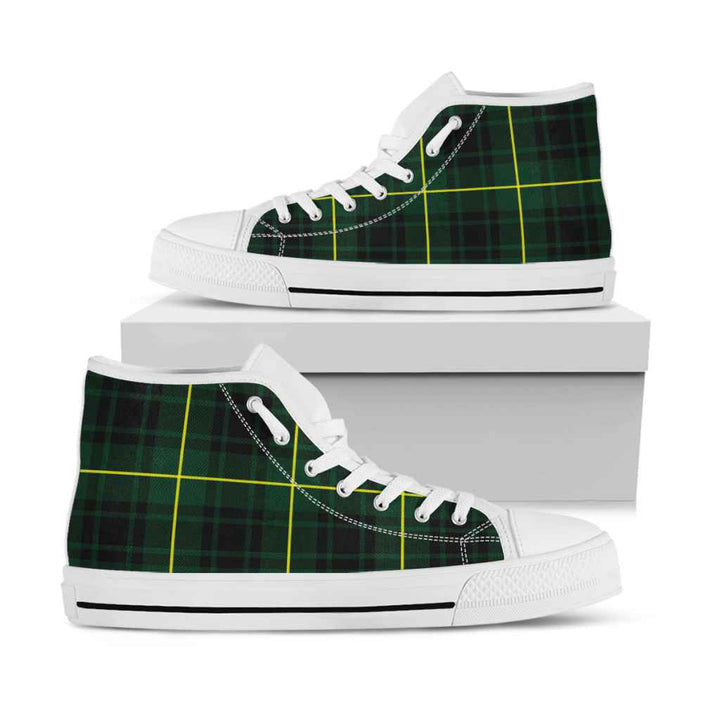 Scottish MacArthur Modern Clan Tartan High Top Shoes White Sole Tartan Plaid