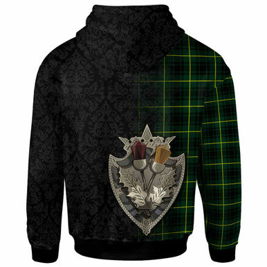Scottish MacArthur Modern Clan Tartan Hoodie - Half Thistle Flowers Celtic Design Back Side Tartan Plaid