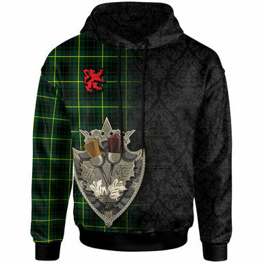 Scottish MacArthur Modern Clan Tartan Hoodie - Half Thistle Flowers Celtic Design Front Side Tartan Plaid