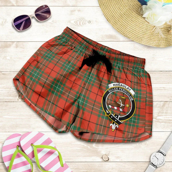 Scottish MacAulay Ancient Clan Crest Tartan Women Shorts