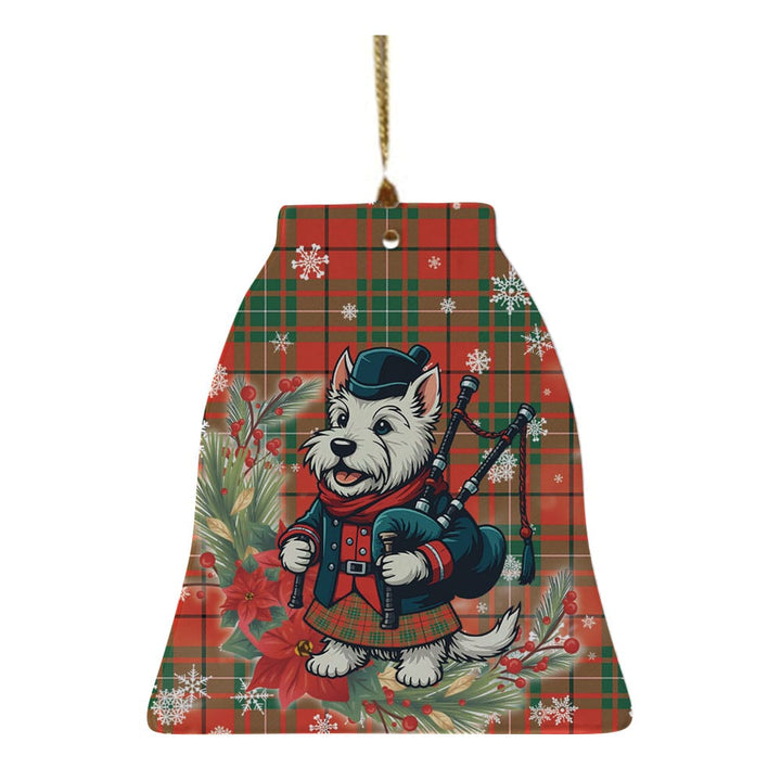 Scottish MacAulay Ancient Clan Tartan Ceramic Ornament Cute Scottish Terrier Dog Bell Style Tartan Plaid