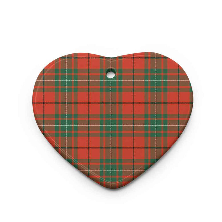Scottish MacAulay Ancient Clan Tartan Ceramic Ornament Heart Shape Tartan Plaid