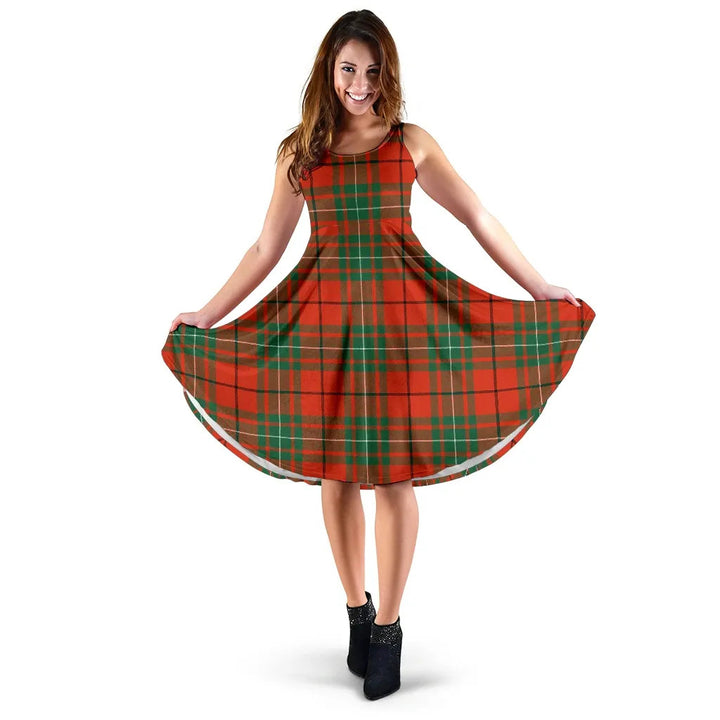 Scottish MacAulay Ancient Clan Tartan Women Midi Dress