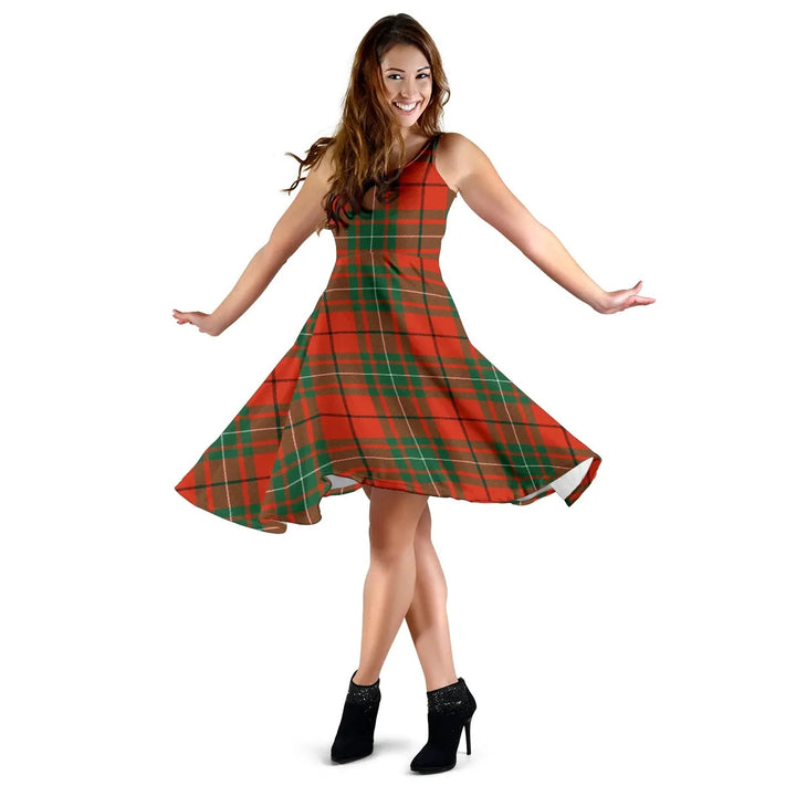 Scottish MacAulay Ancient Clan Tartan Women Midi Dress