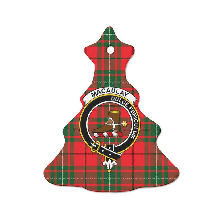Scottish MacAulay Clan Crest Tartan Ceramic Ornament Tree Shape Tartan Plaid