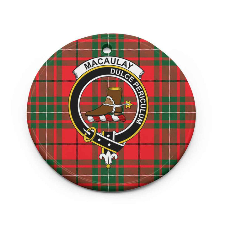 Scottish MacAulay Clan Crest Tartan Ceramic Ornament Circle Shape Tartan Plaid