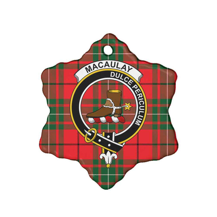 Scottish MacAulay Clan Crest Tartan Ceramic Ornament Snow Flake Shape Tartan Plaid