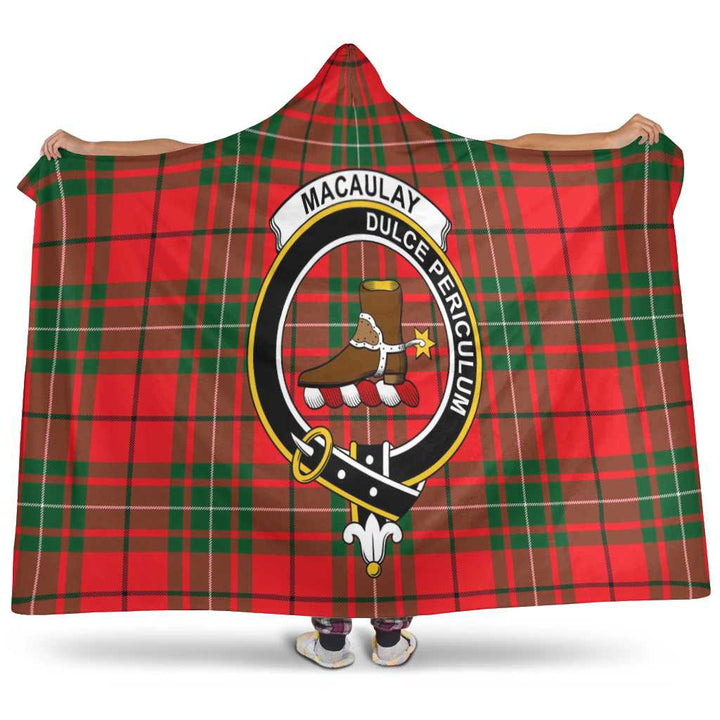 Scottish MacAulay Clan Crest Tartan Hooded Blanket Tartan Plaid 1