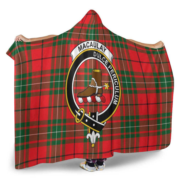 Scottish MacAulay Clan Crest Tartan Hooded Blanket Tartan Plaid 2