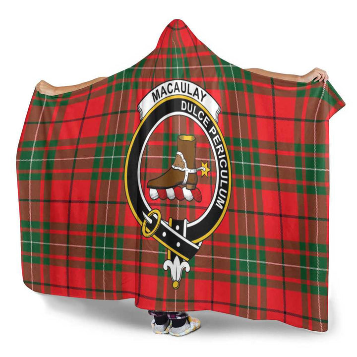 Scottish MacAulay Clan Crest Tartan Hooded Blanket Tartan Plaid 3