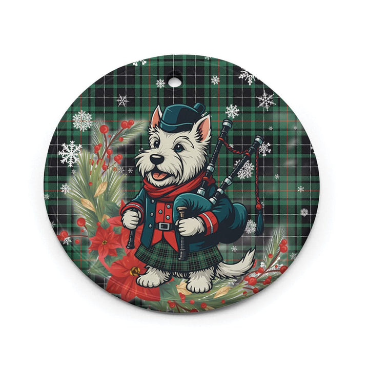 Scottish MacAulay Hunting Ancient Clan Tartan Ceramic Ornament Cute Scottish Terrier Dog Circle Style Tartan Plaid