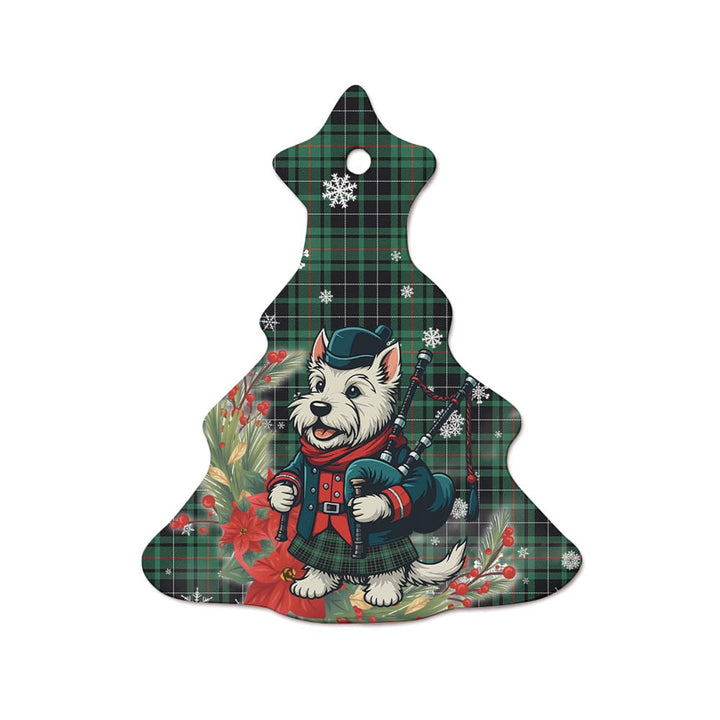 Scottish MacAulay Hunting Ancient Clan Tartan Ceramic Ornament Cute Scottish Terrier Dog Tree Style Tartan Plaid