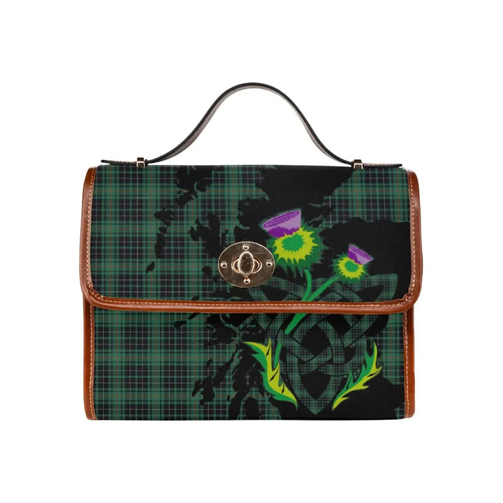 Scottish MacAulay Hunting Ancient Clan Tartan Waterproof Canvas Bag With Thistle Tartan Plaid 1