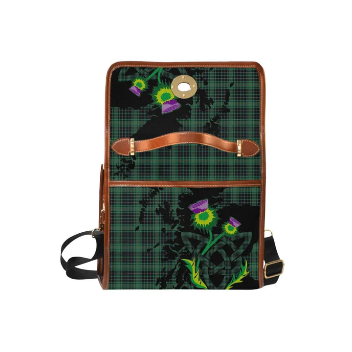 Scottish MacAulay Hunting Ancient Clan Tartan Waterproof Canvas Bag With Thistle Tartan Plaid 6