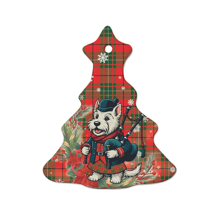 Scottish MacAulay Modern Clan Tartan Ceramic Ornament Cute Scottish Terrier Dog Tree Style Tartan Plaid