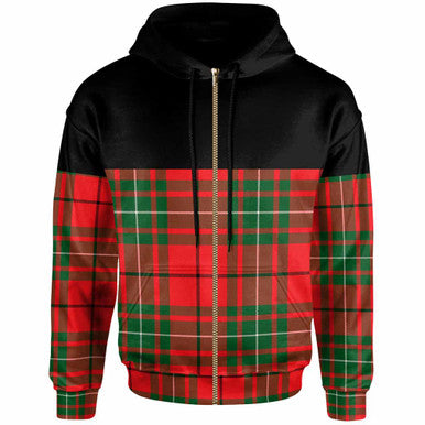 Scottish MacAulay Modern Clan Tartan Hoodie - Horizontal Style Zip Tartan Plaid