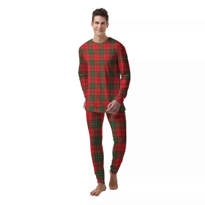 Scottish MacAulay Modern Clan Tartan Pajama Set  Men Front Side Tartan Plaid