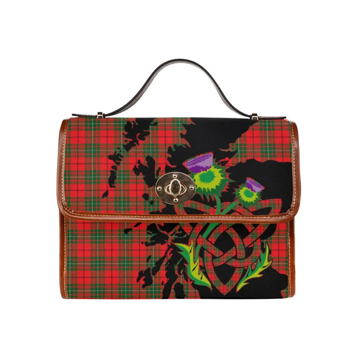 Scottish MacAulay Modern Clan Tartan Waterproof Canvas Bag With Thistle Tartan Plaid 1