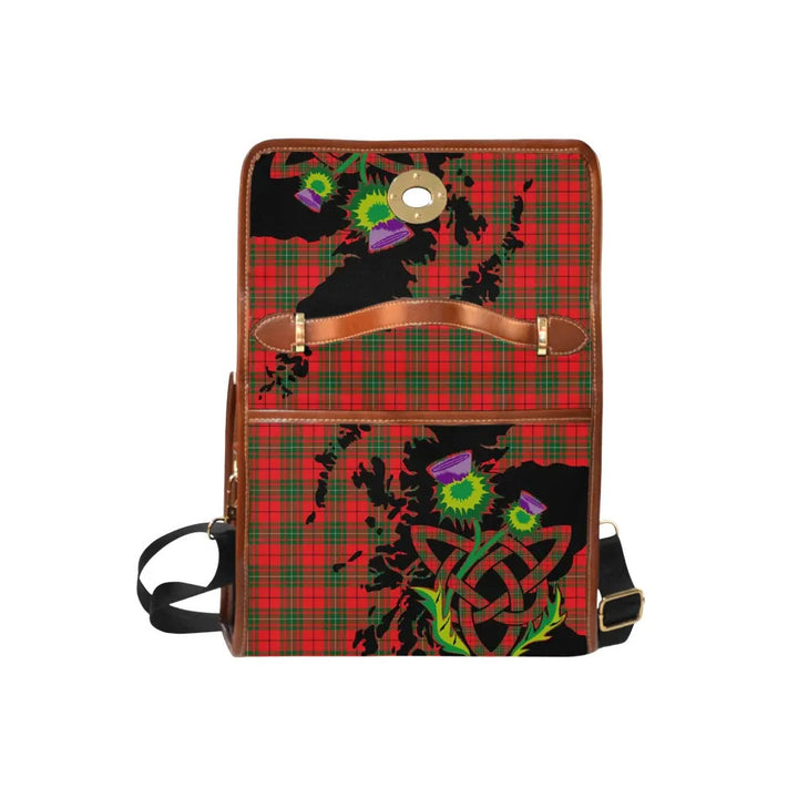 Scottish MacAulay Modern Clan Tartan Waterproof Canvas Bag With Thistle Tartan Plaid 6