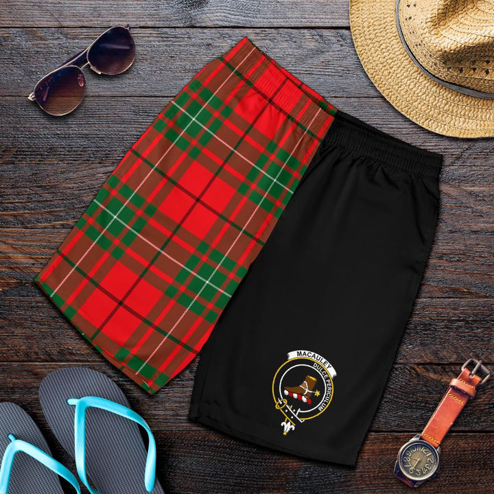 Scottish MacAuley Clan Crest Tartan Half of Me Men's Shorts