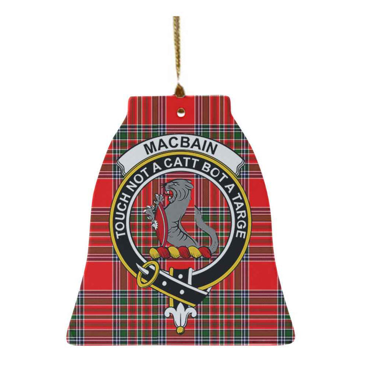Scottish MacBain Clan Crest Tartan Ceramic Ornament Bell Shape Tartan Plaid