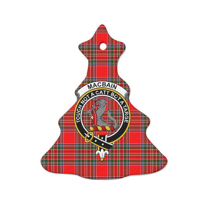 Scottish MacBain Clan Crest Tartan Ceramic Ornament Tree Shape Tartan Plaid