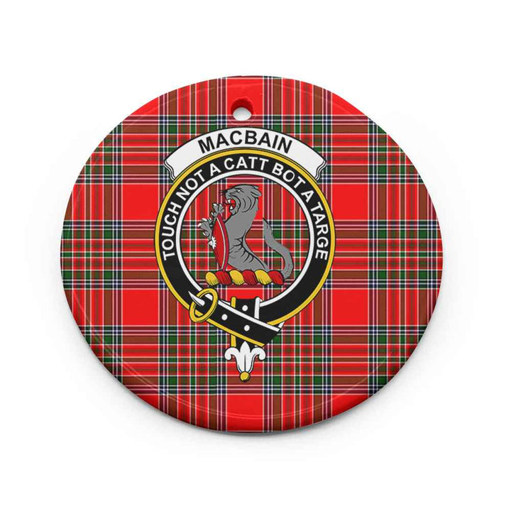Scottish MacBain Clan Crest Tartan Ceramic Ornament Circle Shape Tartan Plaid