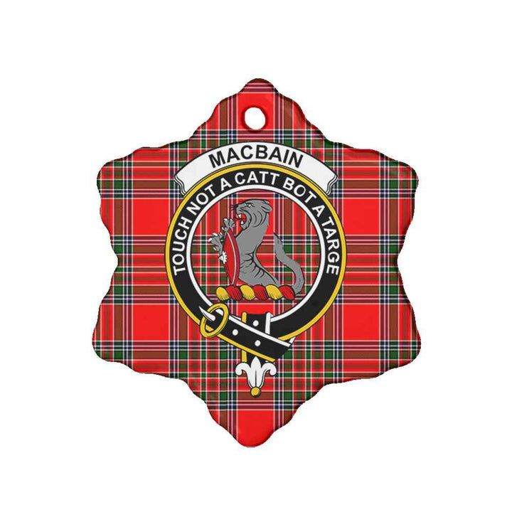 Scottish MacBain Clan Crest Tartan Ceramic Ornament Snow Flake Shape Tartan Plaid