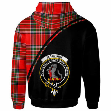 Scottish MacBain Clan Crest Tartan Curve Hoodie Back Side Tartan Plaid