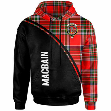 Scottish MacBain Clan Crest Tartan Curve Hoodie Front Side Tartan Plaid