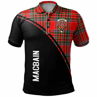 Scottish MacBain Clan Crest Tartan Curve Polo Shirt Front Side Tartan Plaid